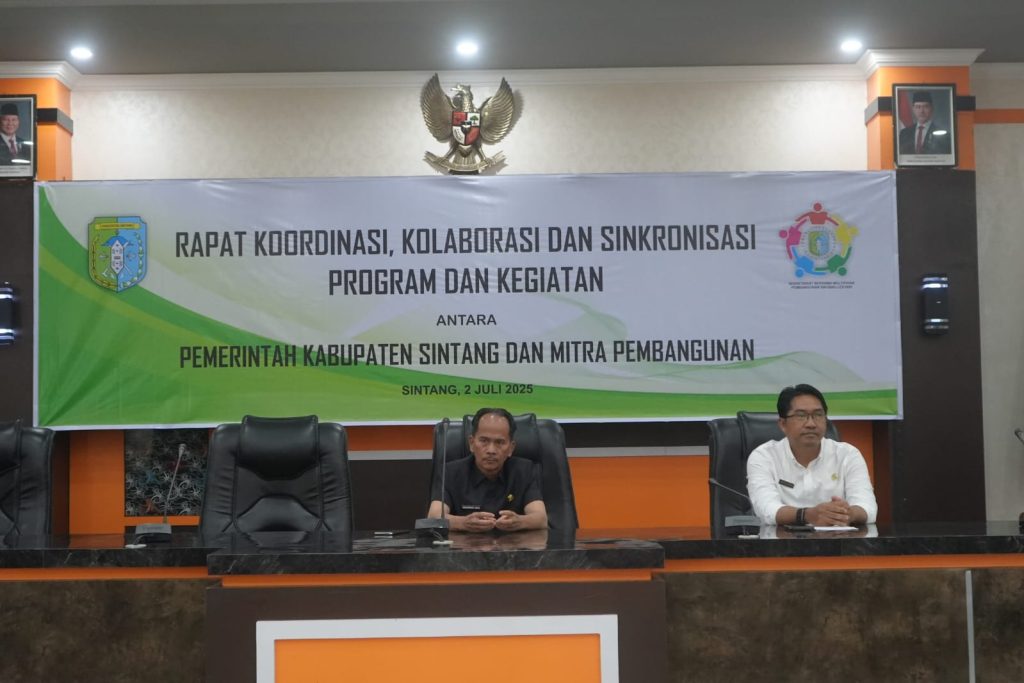Rapat Koordinasi, Kolaborasi dan Sinkronisasi Program dan Kegiatan antara Kabupaten Sintang dan Mitra Pembangunan, pada Rabu, 2 Juli 2025.